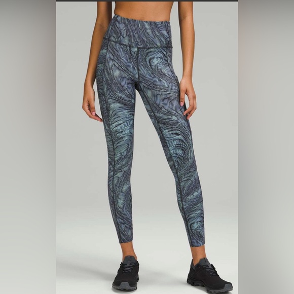 Lululemon Fast and Free Tight 25” Nulux Dimensional Icing Blue Multi sz8 - Picture 2 of 6